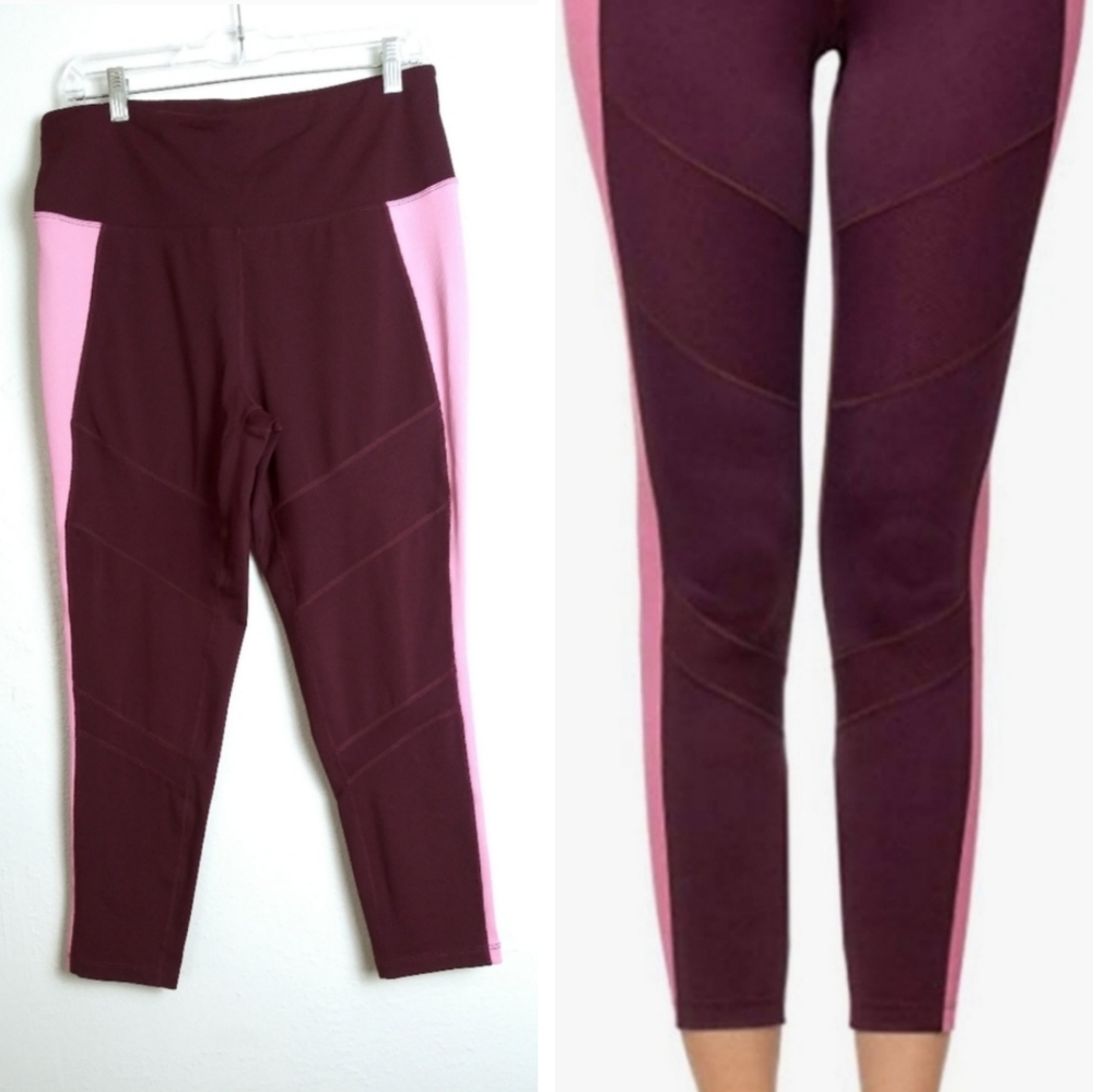 Cropped Legging Hi-Waist Tummy Control Active Rib Trim Size XL Casual